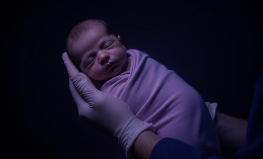 Specialist caring for a newborn